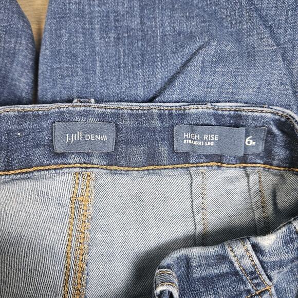 J. Jill Denim Jeans Pants Womens 6R Blue High Rise Straight Leg Raw Hem Casual - Picture 4 of 9